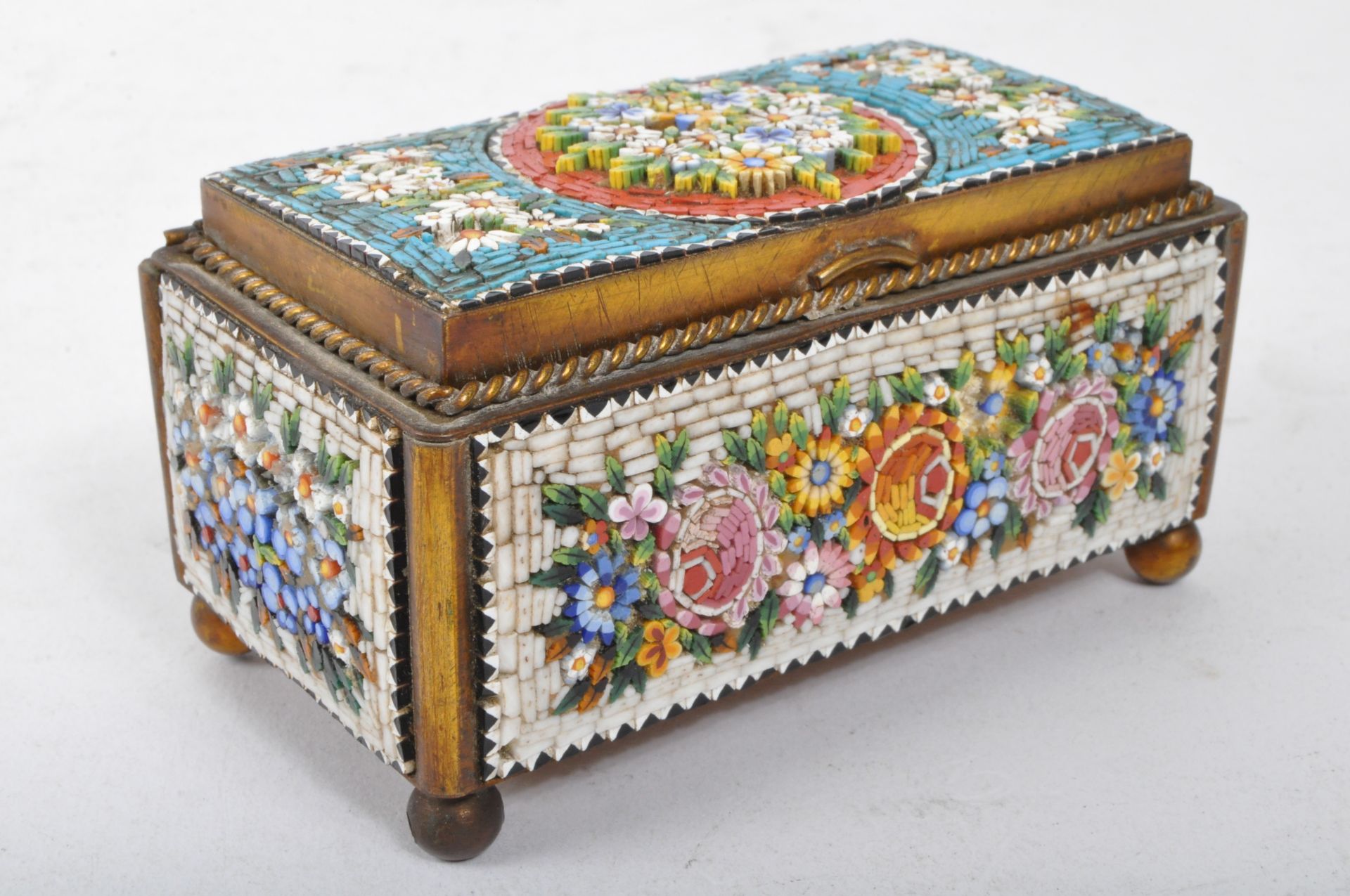 19TH CENTURY ITALIAN MICRO MOSAIC JEWELLERY BOX CASKET - Image 3 of 6
