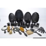 COLLECTION OF EARLY 20TH CENTURY & LATER EBONY DRESSING SETS