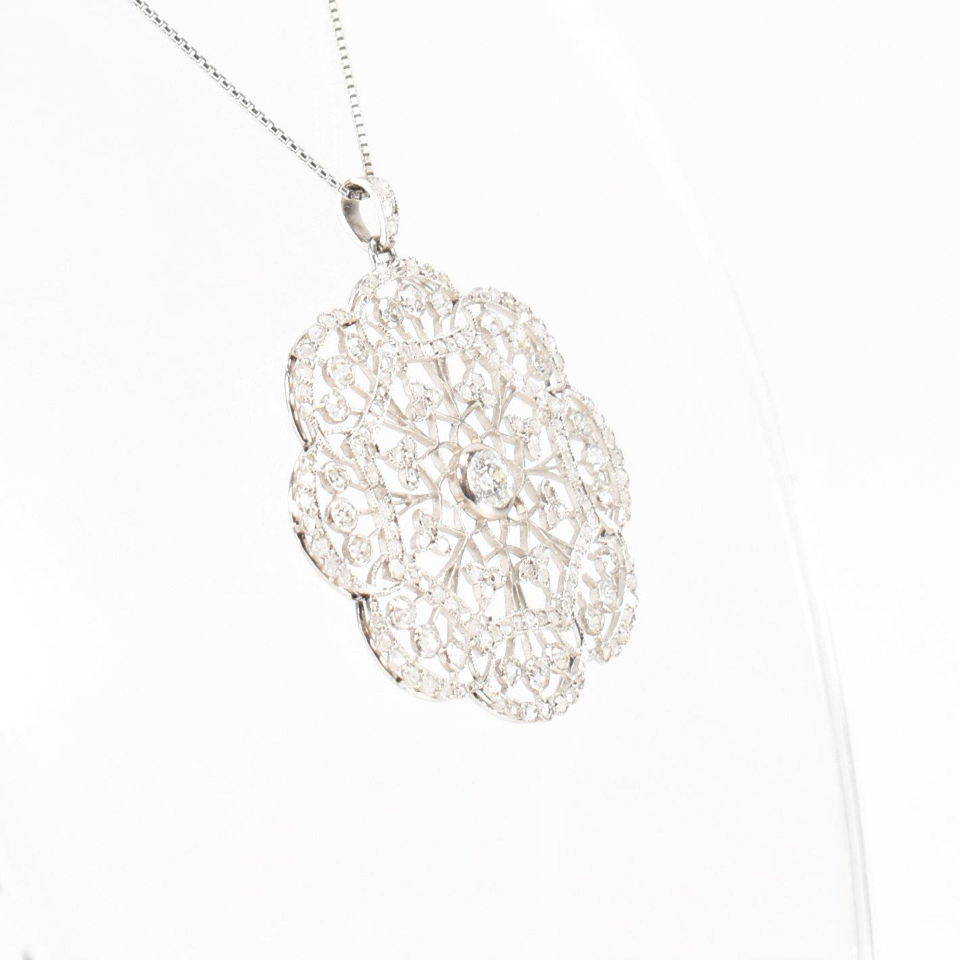 FRENCH BELLE EPOQUE PLATINUM GOLD & DIAMOND PENDANT NECKLACE - Image 2 of 7