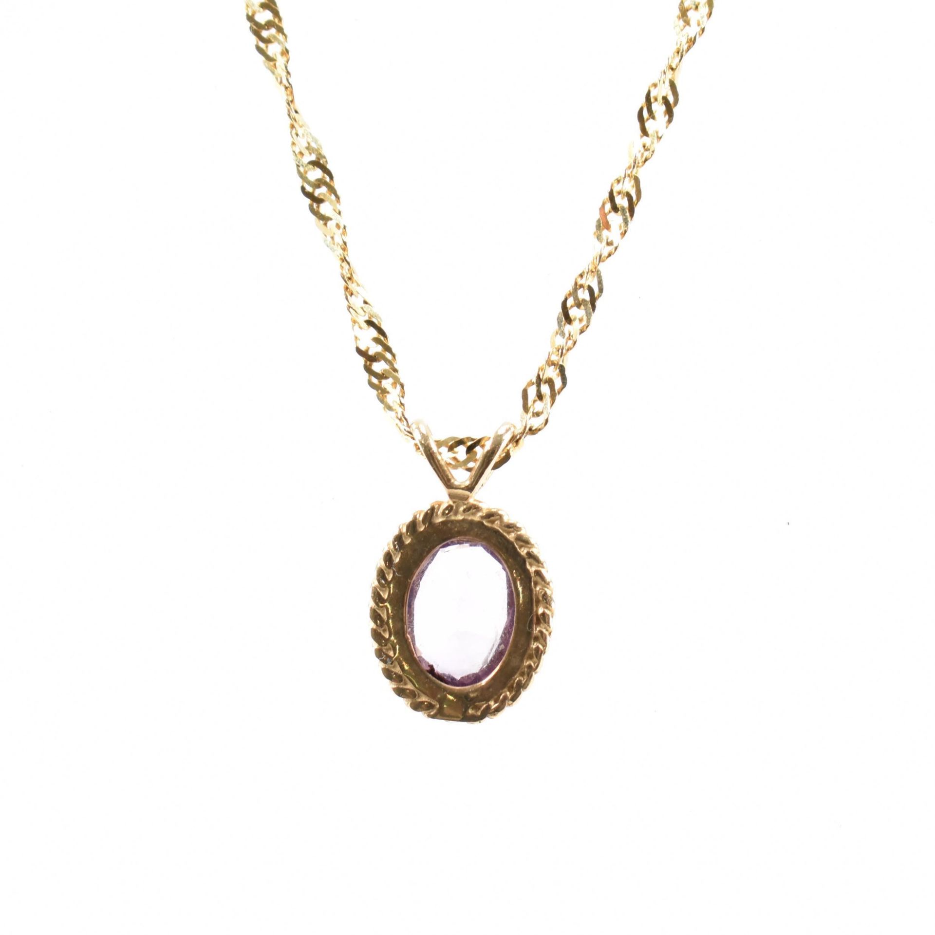 HALLMARKED 9CT GOLD & AMETHYST PENDANT NECKLACE - Image 3 of 4