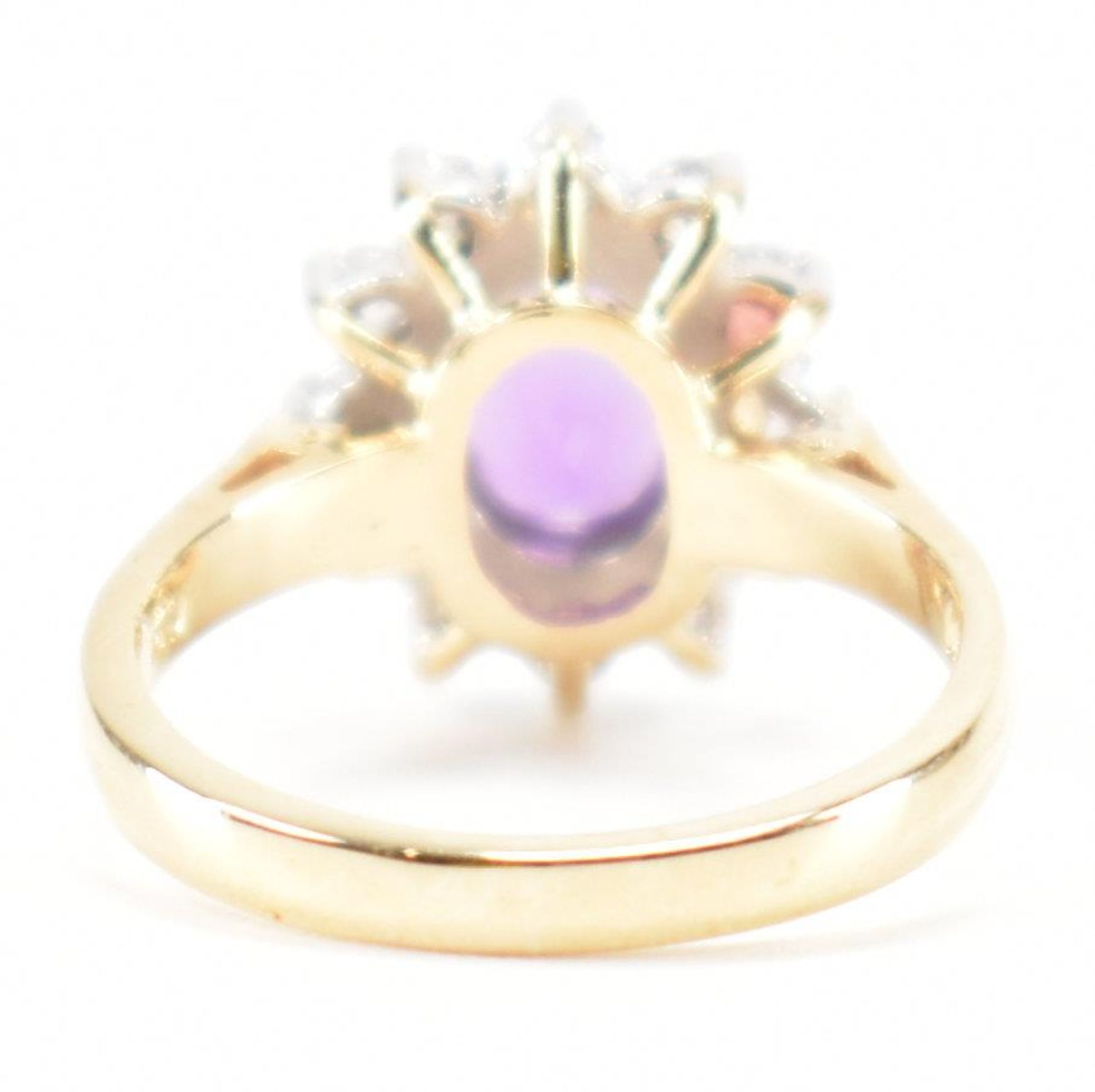 HALLMARKED 9CT GOLD AMETHYST & CZ CLUSTER RING - Image 4 of 8