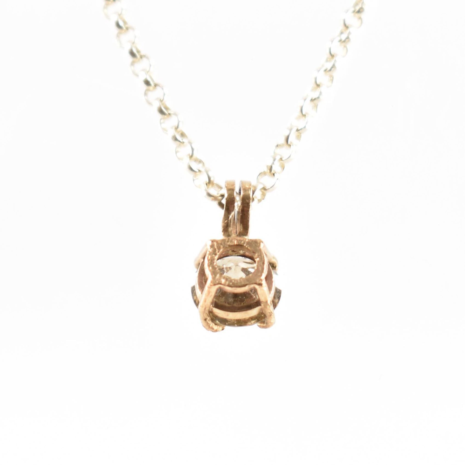 GOLD & CHAMPAGNE DIAMOND PENDANT WITH 925 SILVER CHAIN NECKLACE - Image 3 of 4