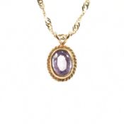 HALLMARKED 9CT GOLD & AMETHYST PENDANT NECKLACE