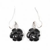 PAIR CHANEL ONYX & DIAMOND PENDANT EARRINGS