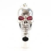 925 SILVER & RUBY SKULL WHISTLE NECKLACE PENDANT