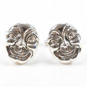 PAIR OF STERLING SILVER MOON FACE CUFFLINKS