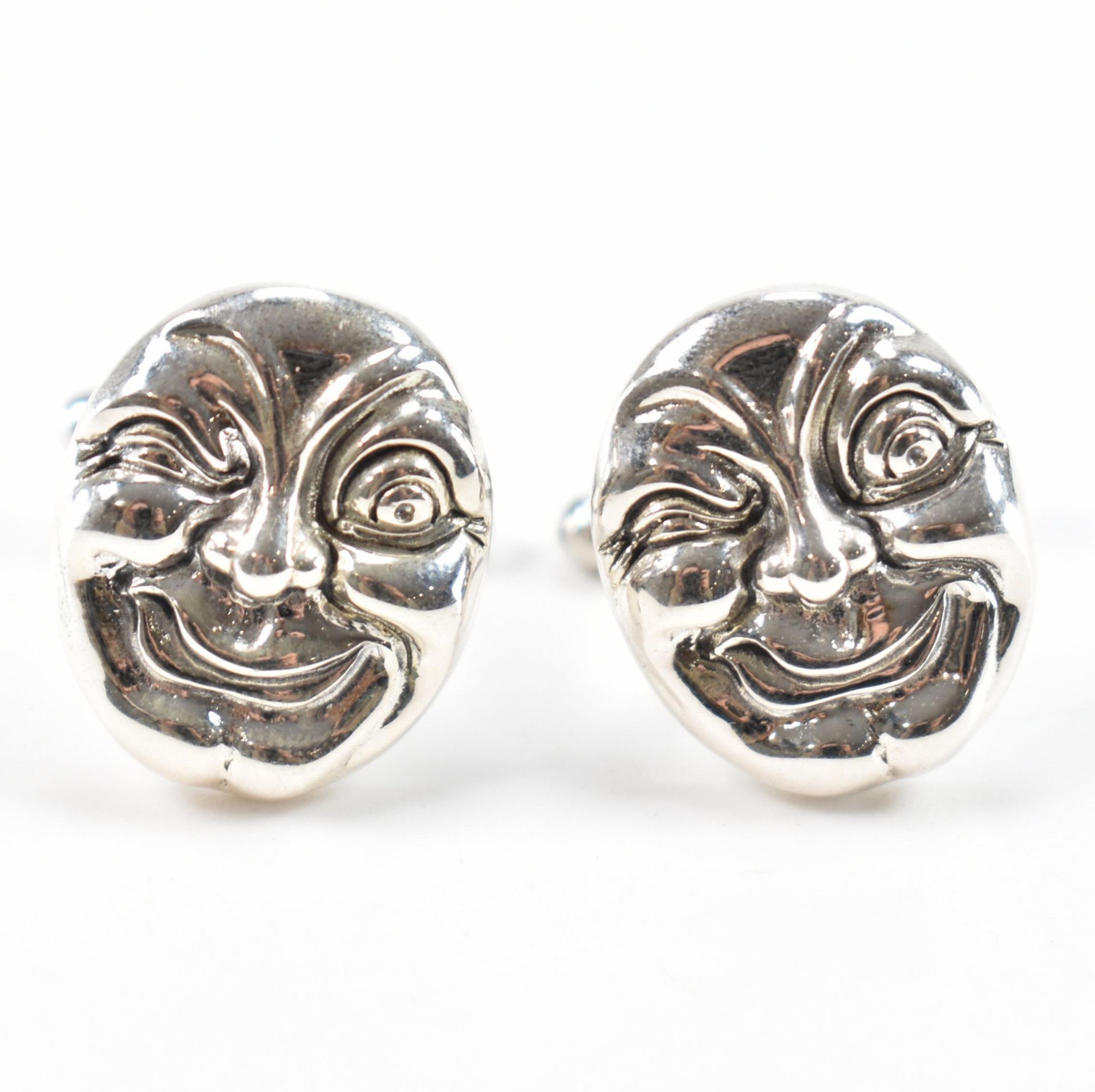 PAIR OF STERLING SILVER MOON FACE CUFFLINKS