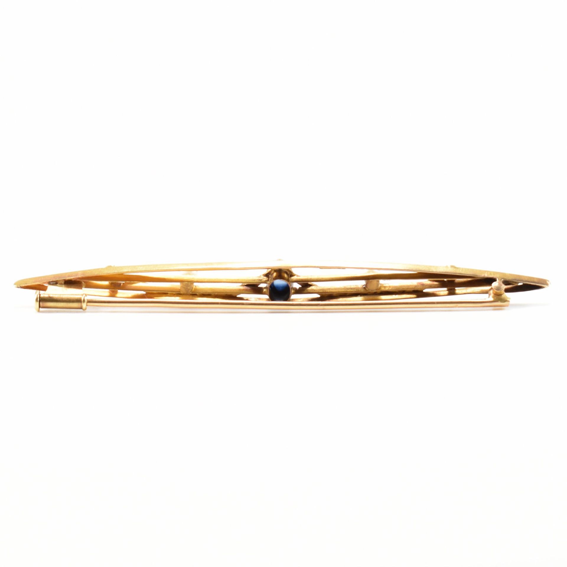 ART NOUVEAU 18CT GOLD SAPPHIRE & PEARL BROOCH PIN - Image 2 of 7