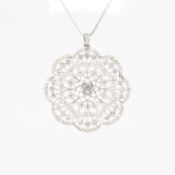 FRENCH BELLE EPOQUE PLATINUM GOLD & DIAMOND PENDANT NECKLACE