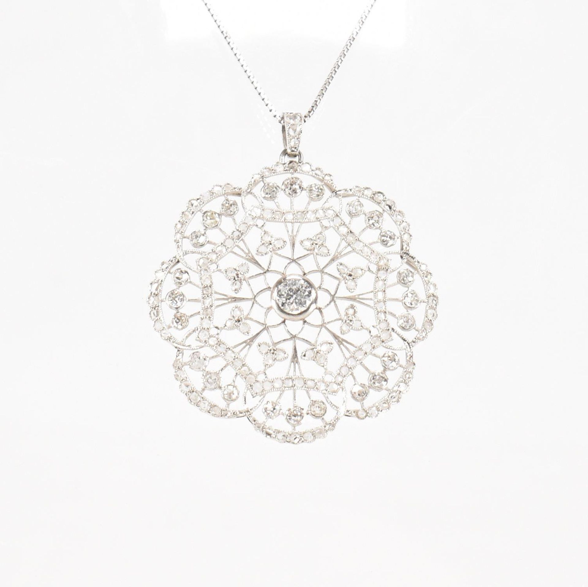 FRENCH BELLE EPOQUE PLATINUM GOLD & DIAMOND PENDANT NECKLACE