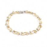 HALLMARKED TWO TONE 9CT GOLD & WHITE STONE BRACELET