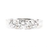 HALLMARKED 9CT WHITE GOLD & CZ THREE STONE RING