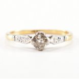 VINTAGE GOLD & DIAMOND SINGLE STONE RING