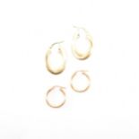 TWO PAIRS OF 9CT GOLD HOOP EARRINGS