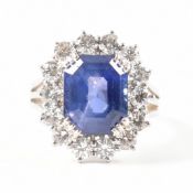 FRENCH CEYLON COLOUR CHANGE SAPPHIRE & DIAMOND CLUSTER RING