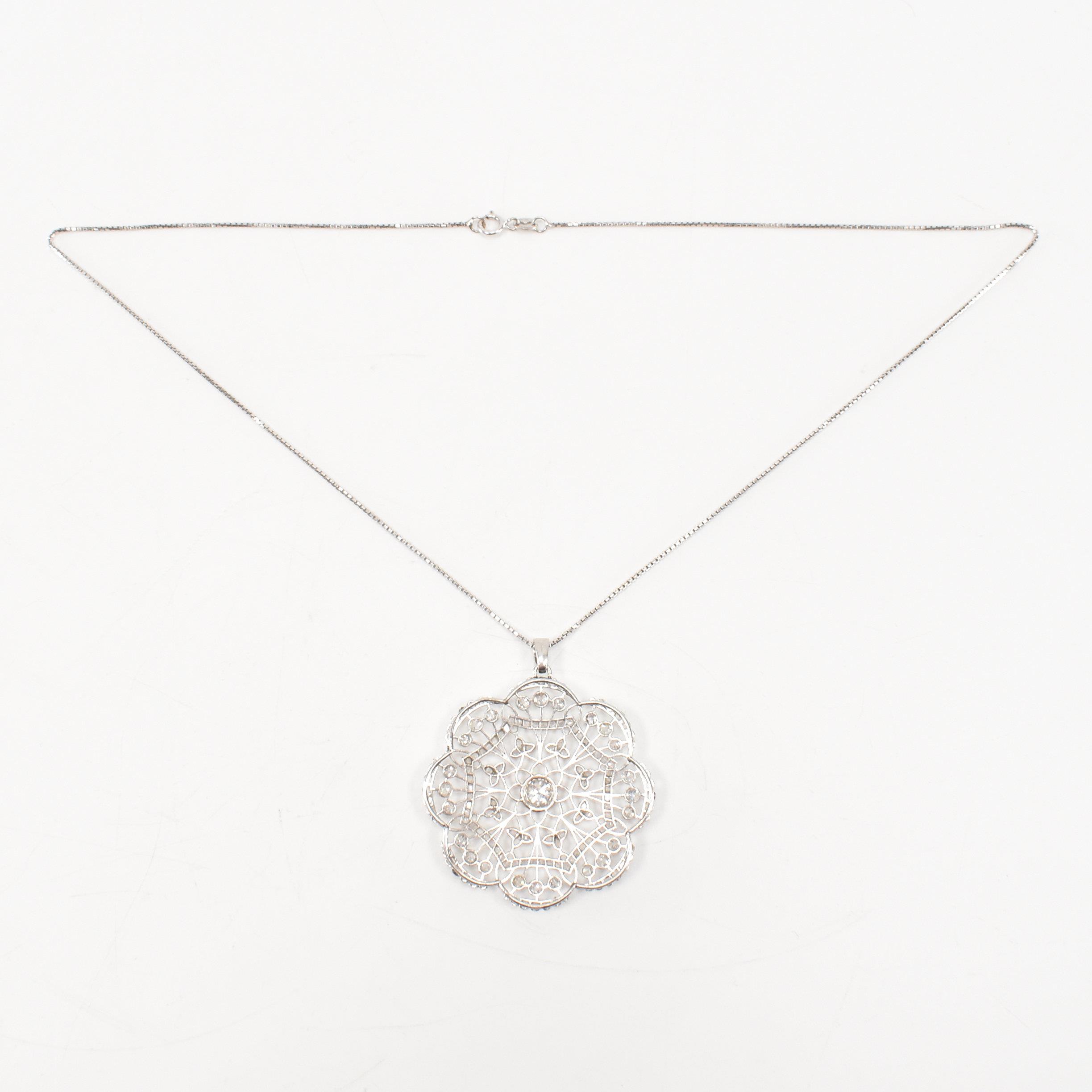 FRENCH BELLE EPOQUE PLATINUM GOLD & DIAMOND PENDANT NECKLACE - Image 6 of 7