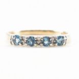 HALLMARKED 9CT GOLD AQUAMARINE & DIAMOND RING