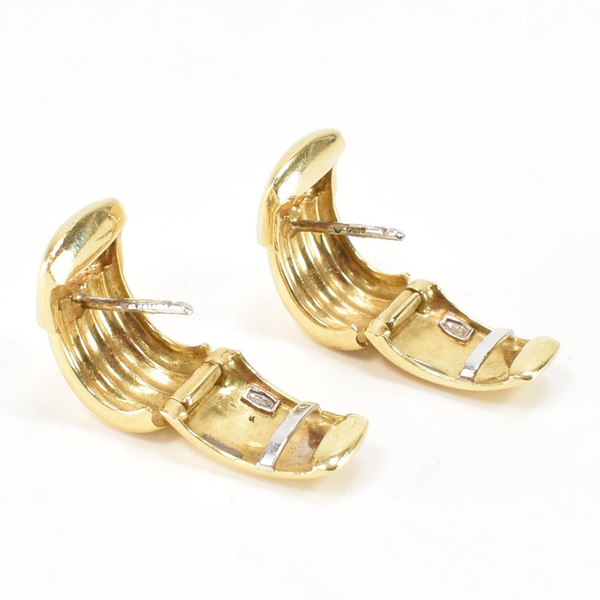 PAIR OF ITALIAN 18CT GOLD & DIAMOND EARRINGS - Image 2 of 5