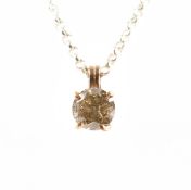GOLD & CHAMPAGNE DIAMOND PENDANT WITH 925 SILVER CHAIN NECKLACE