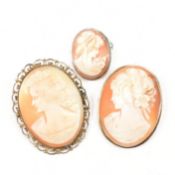 THREE VINTAGE 20TH CENTURY CAMEO BROOCHES