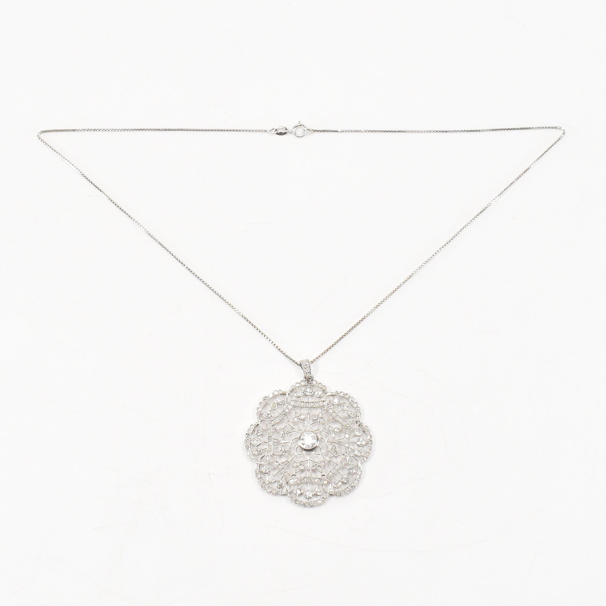 FRENCH BELLE EPOQUE PLATINUM GOLD & DIAMOND PENDANT NECKLACE - Image 5 of 7