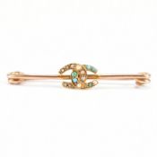 VICTORIAN GOLD TURQUOISE & SEED PEARL BROOCH