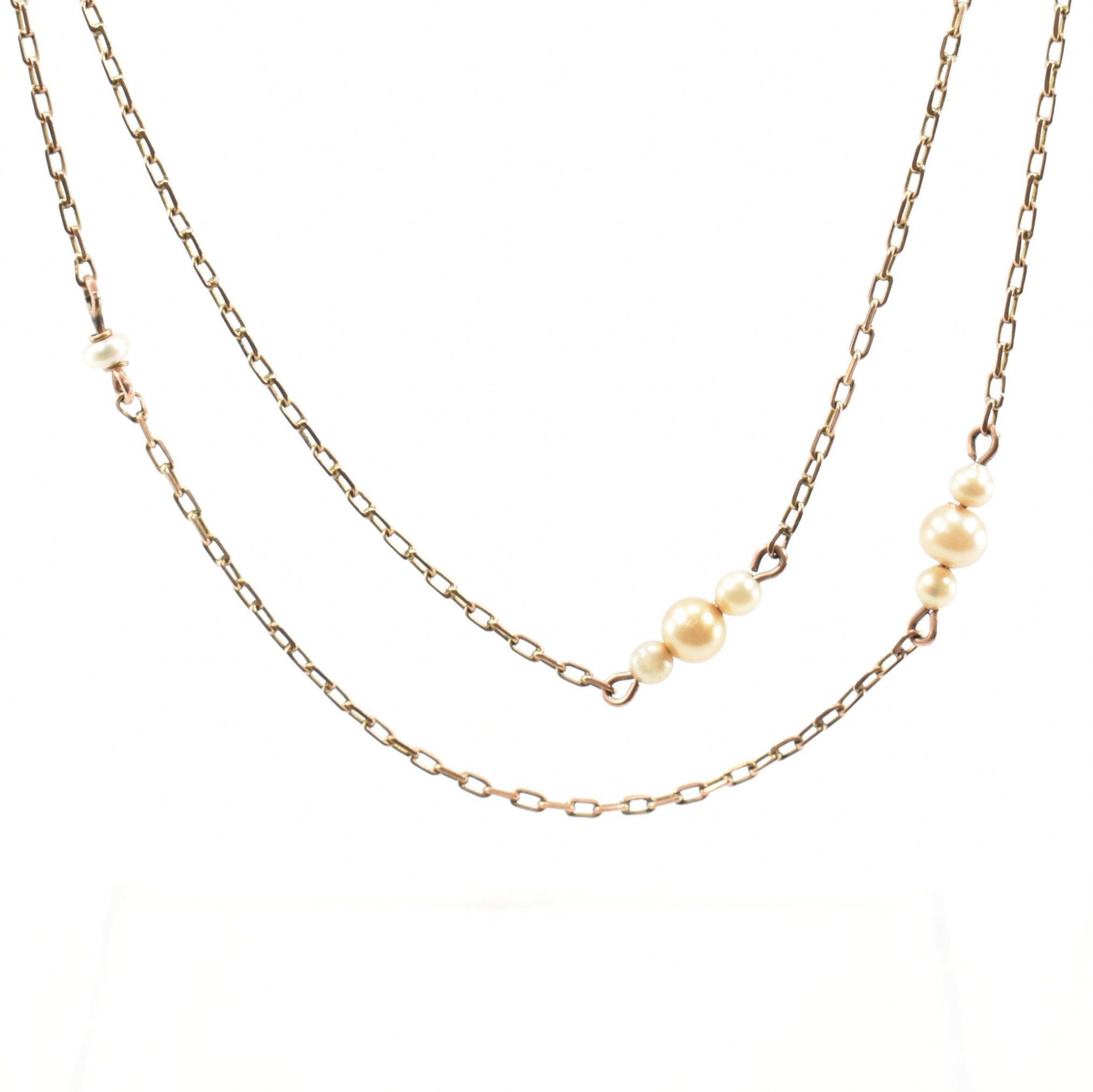 VINTAGE GOLD & CULTURED PEARL SAUTOIR NECKLACE