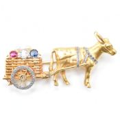 VICTORIAN GOLD RUBY & SAPPHIRE DONKEY BROOCH