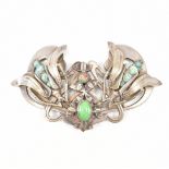 ART NOUVEAU STONE SET BELT BUCKLE