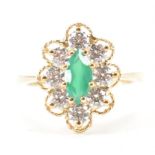 HALLMARKED 9CT GOLD CHRYSOPRASE & CZ CLUSTER RING