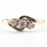 HALLMARKED 9CT GOLD & THREE STONE RING