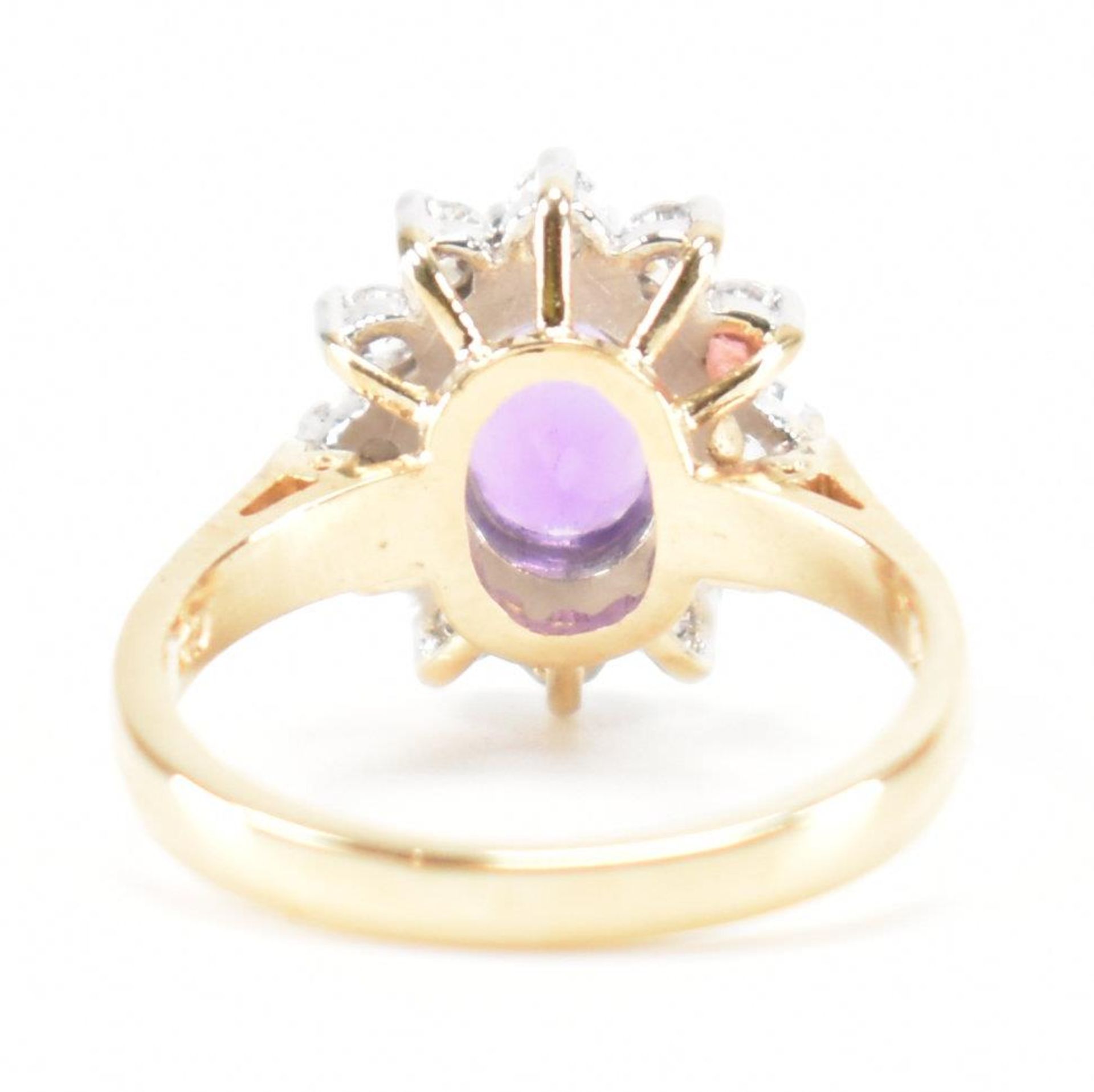 HALLMARKED 9CT GOLD AMETHYST & CZ CLUSTER RING - Image 3 of 8