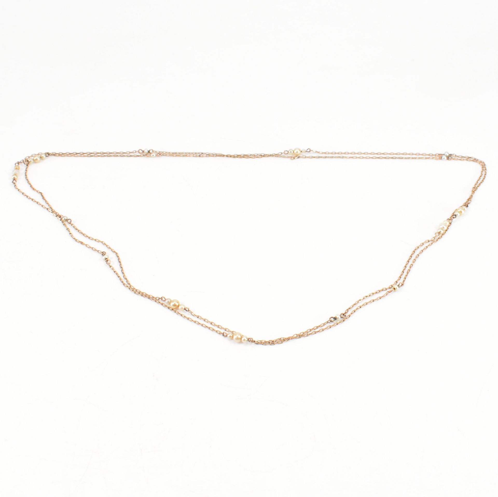 VINTAGE GOLD & CULTURED PEARL SAUTOIR NECKLACE - Image 4 of 4