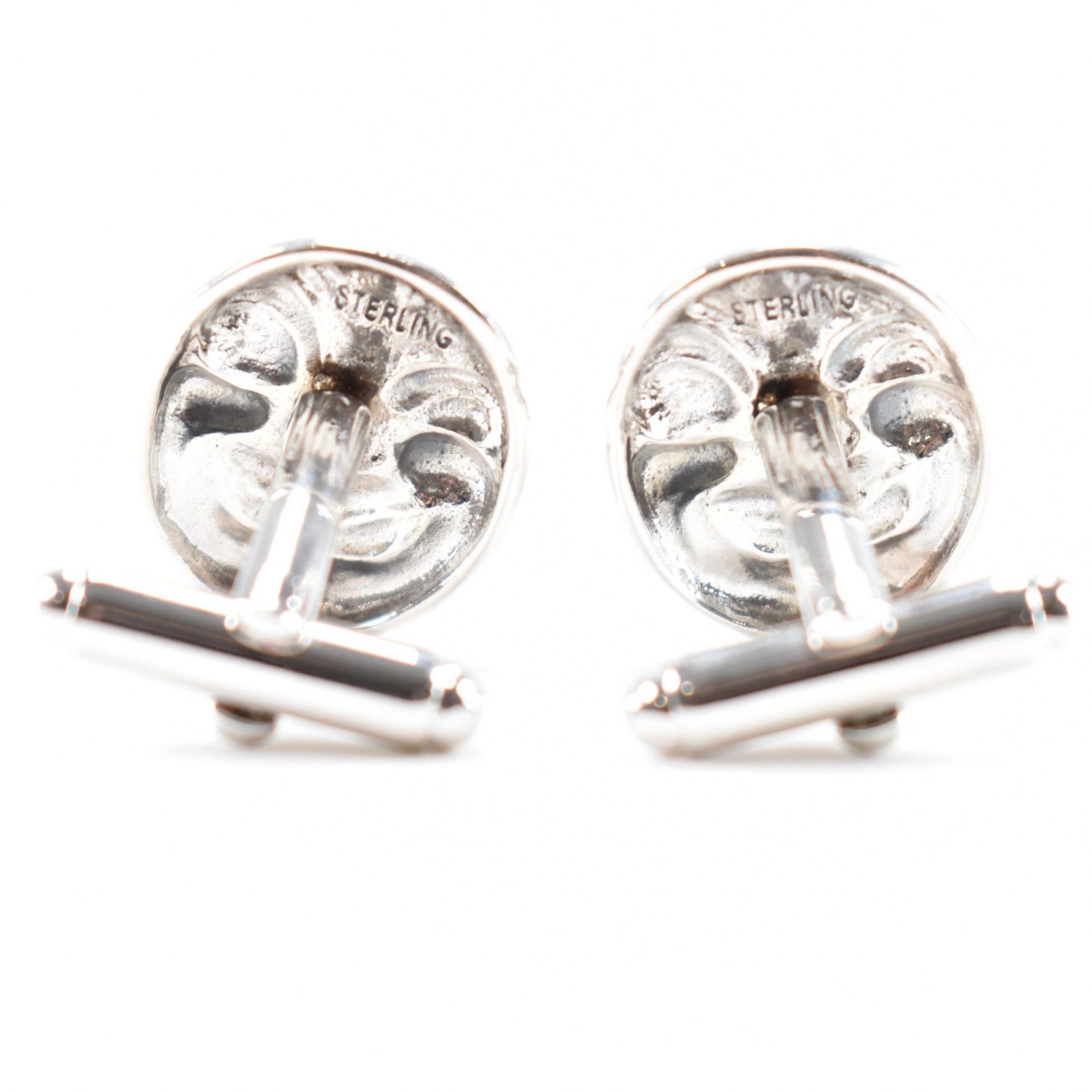 PAIR OF STERLING SILVER MOON FACE CUFFLINKS - Image 3 of 4