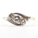 VINTAGE 18CT & DIAMOND 3 STONE CROSSOVER RING