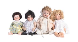 COLLECTION OF EARLY 20TH CENTURY GERMAN BISQUE HEADED DOLLS