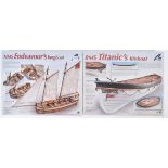 WOODEN MODEL KITS - RMS TITANIC LIFEBOAT & HMS ENDEAVOUR'S LONGBOAT