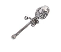 19TH CENTURY EPNS SILVER PLATE BABIES RATTLE HUMPTY DUMPTY