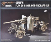 MERIT INTERNATIONAL 1/18 SCALE GERMAN FLAK 36 ANTI AIRCRAFT GUN MODEL KIT