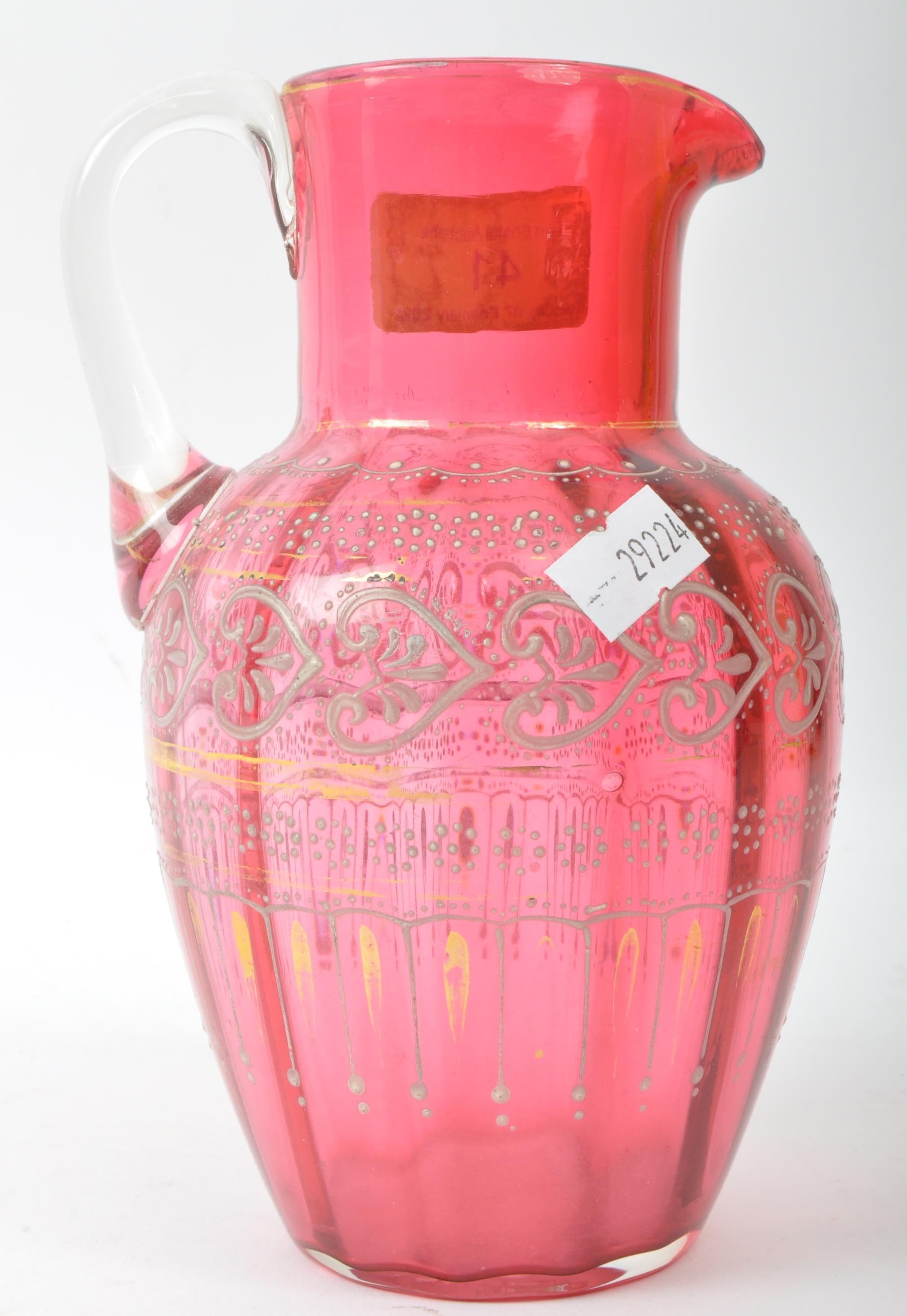 19TH CENTURY BOHEMIAN CRANBERRY GLASS JUG DECANTER