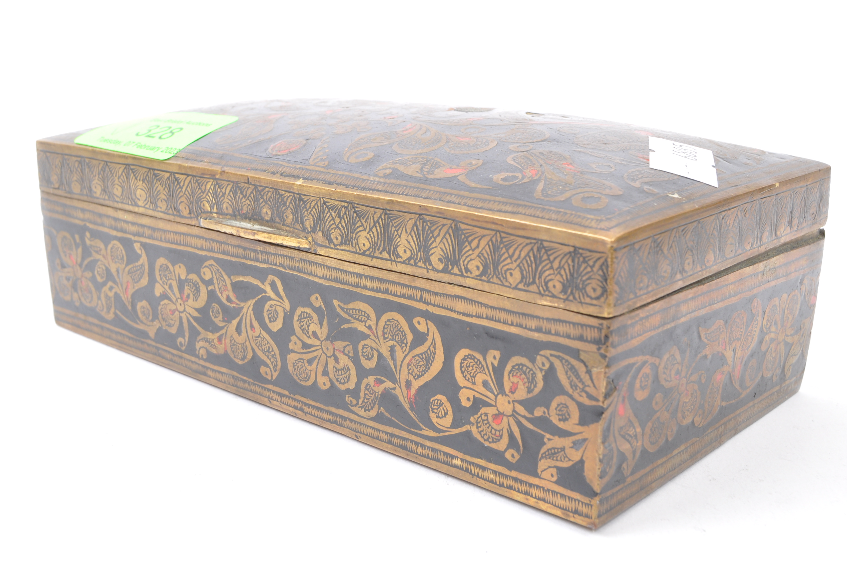 EARLY 20TH CENTURY PERSIAN ISLAMIC INLAID CIGARETTE BOX