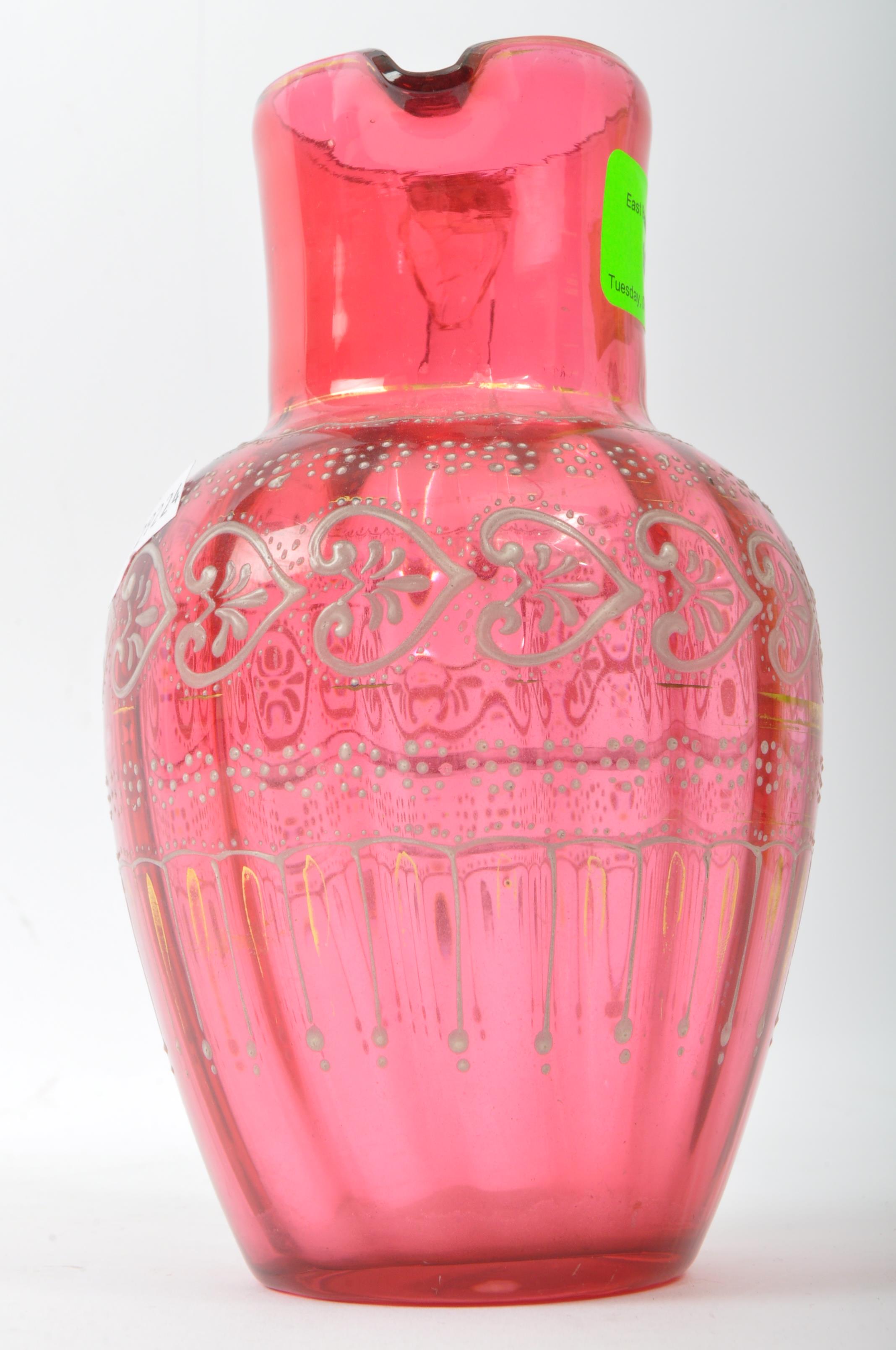 19TH CENTURY BOHEMIAN CRANBERRY GLASS JUG DECANTER - Image 6 of 6