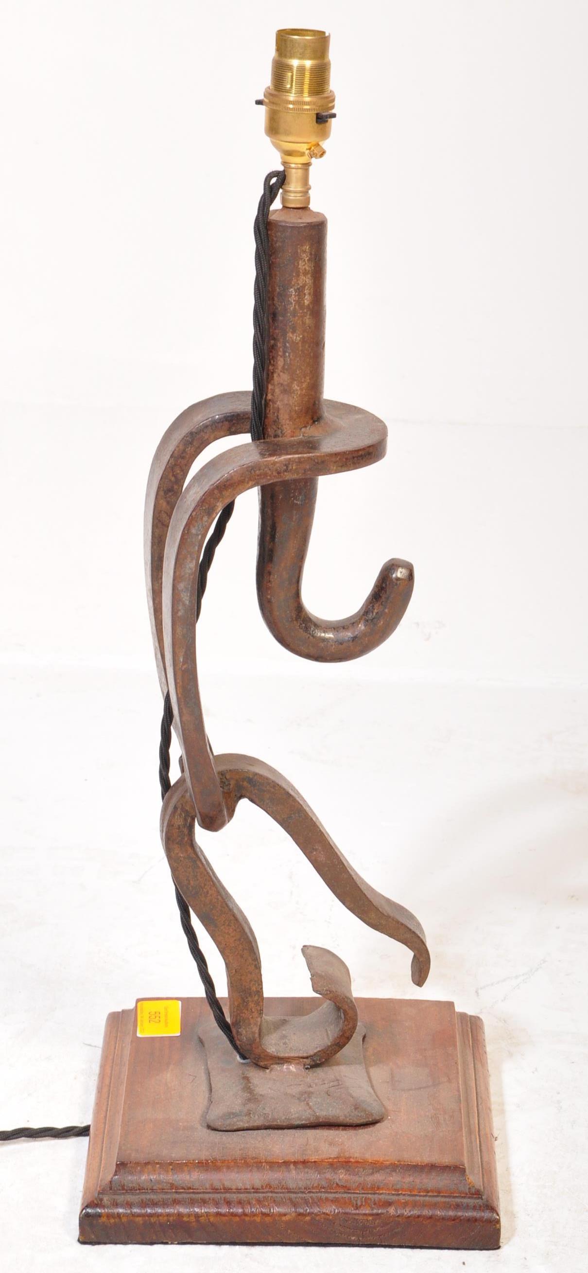 20TH CENTURY ARCHITECTURAL INDUSTRIAL WROUGHT IRON LAMP - Image 2 of 5