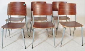 WITHDRAWN SIX VINTAGE INDUSTRIAL CAFE DINING CHAIRS