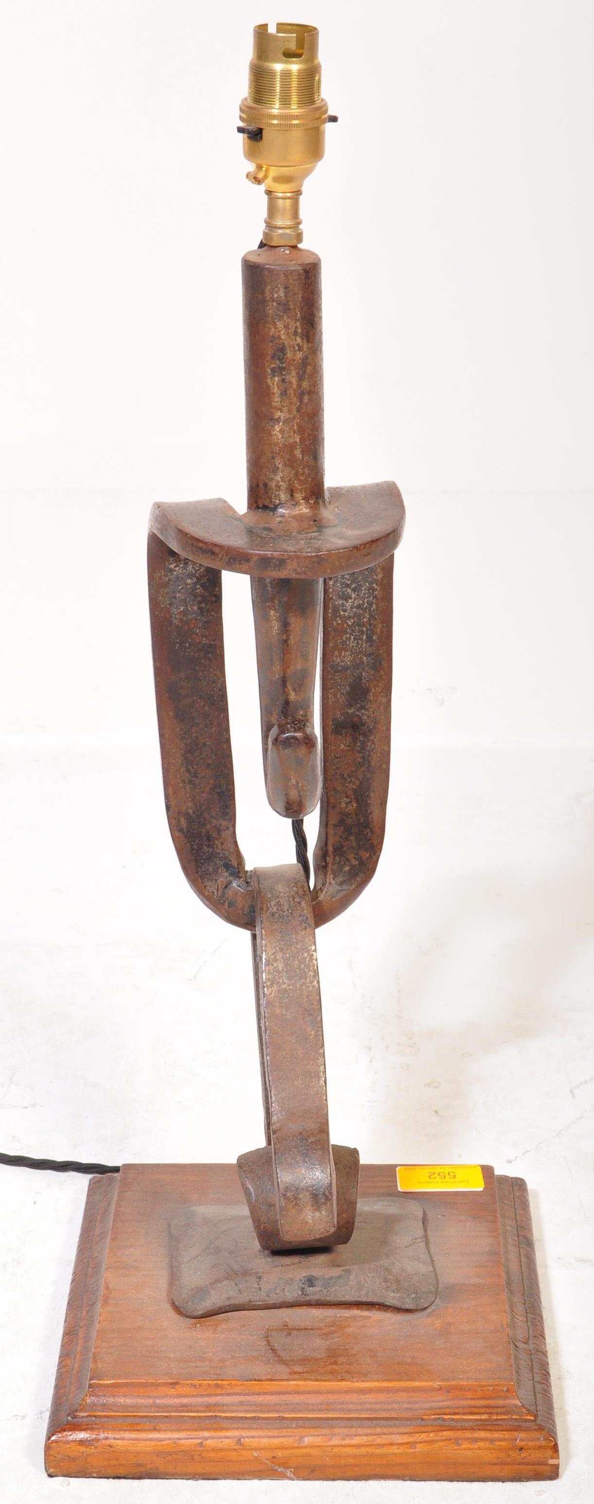 20TH CENTURY ARCHITECTURAL INDUSTRIAL WROUGHT IRON LAMP - Image 5 of 5