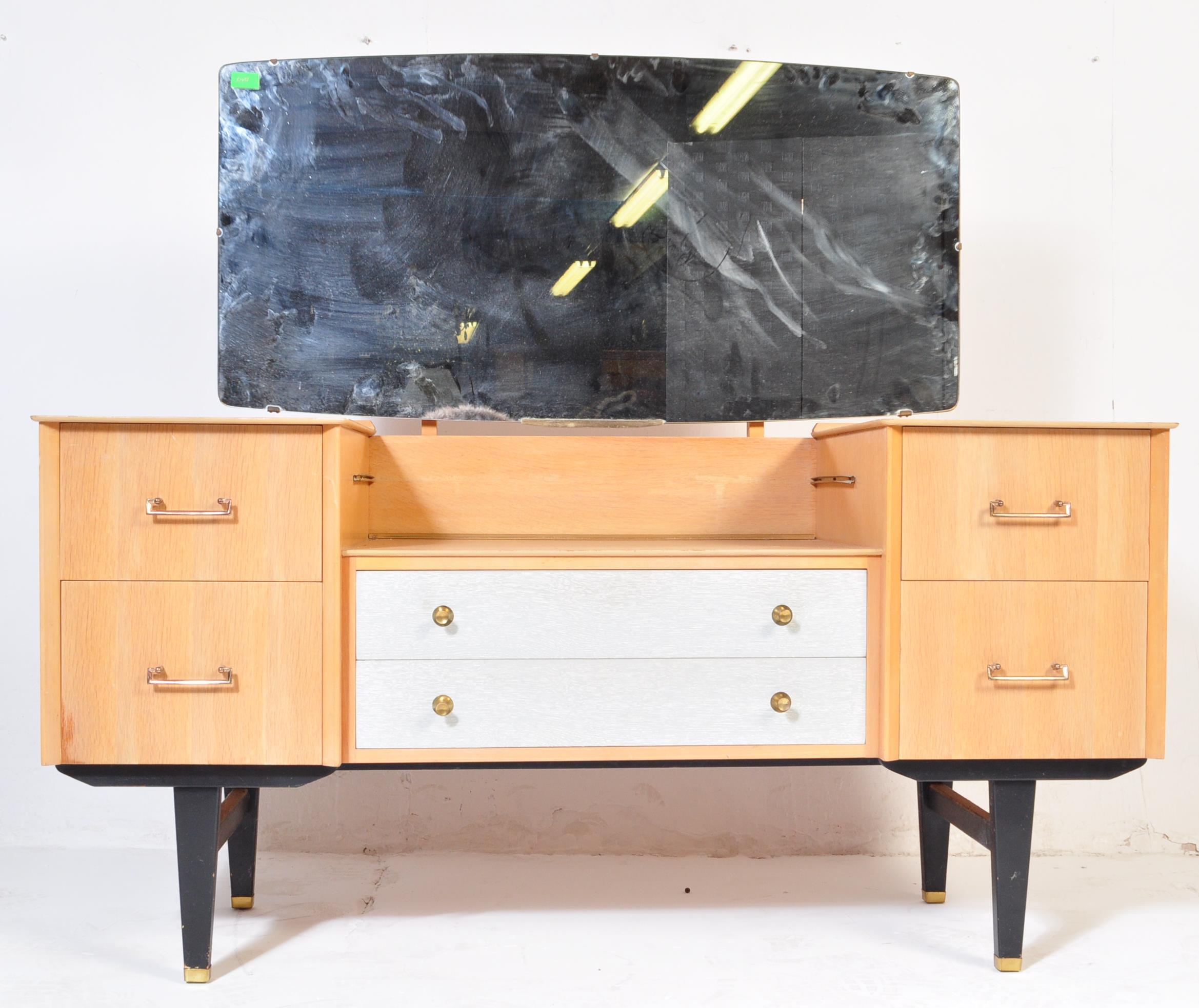 RETRO MID CENTURY OAK-PLY DRESSING TABLE CHEST - Image 3 of 5