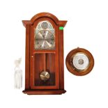 20TH CENTURY KELVIN HUGHES BAROMETER T/W WALL CLOCK