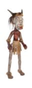 20TH CENTURY LARGE AFRICAN TRIBAL WOODEN HORNED FIGURE