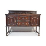 JACOBEAN REVIVAL OAK SIDEBOARD CREDENZA