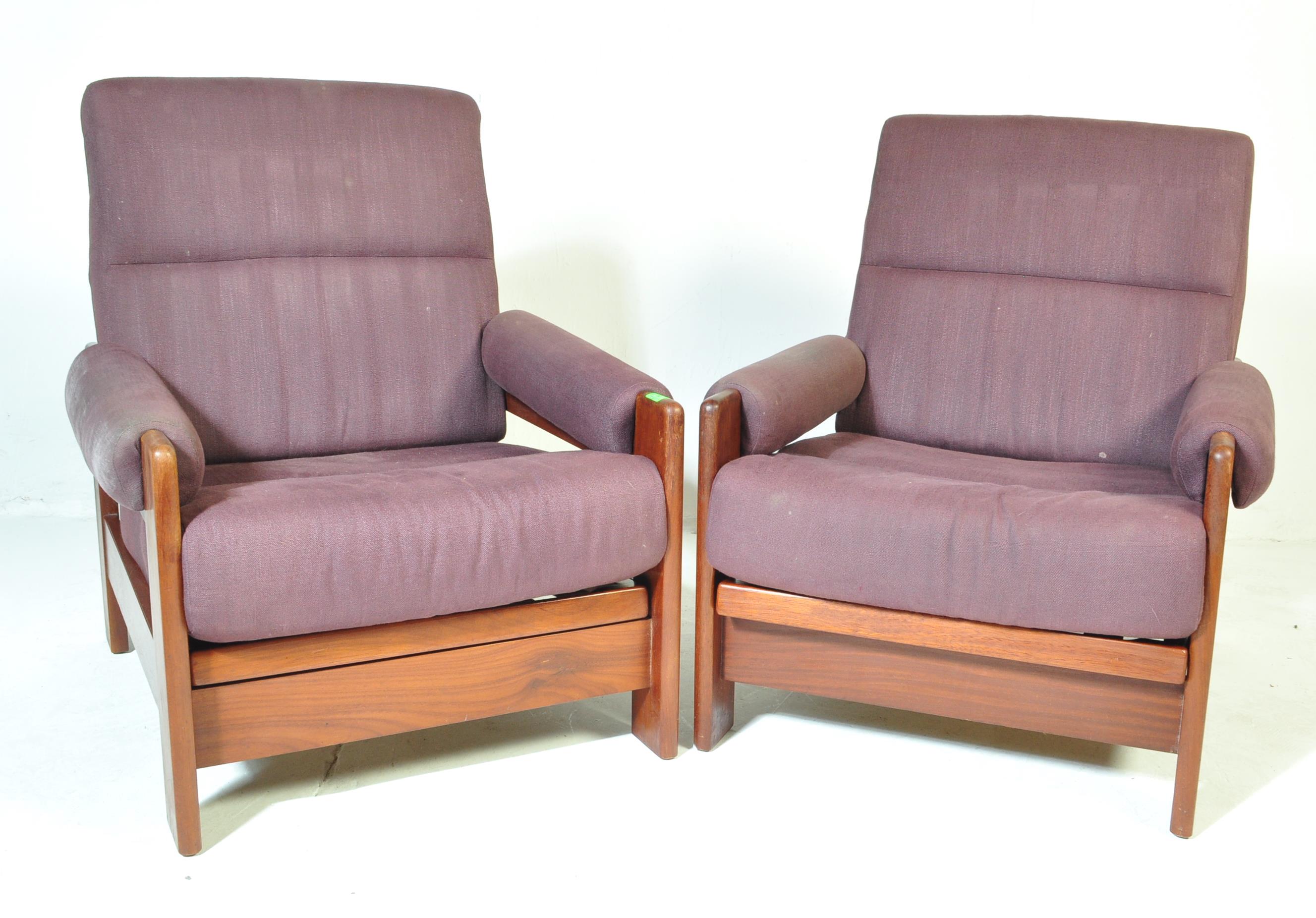 RETRO CIRCA 1970S OAK FRAMED ARMCHAIRS DAY BEDS - Image 3 of 6